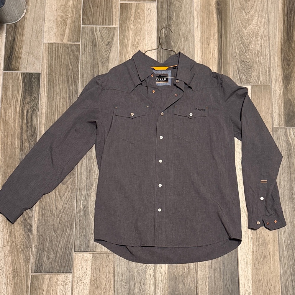 Orvis Charcoal Button Down Pearl Snap Shirt
